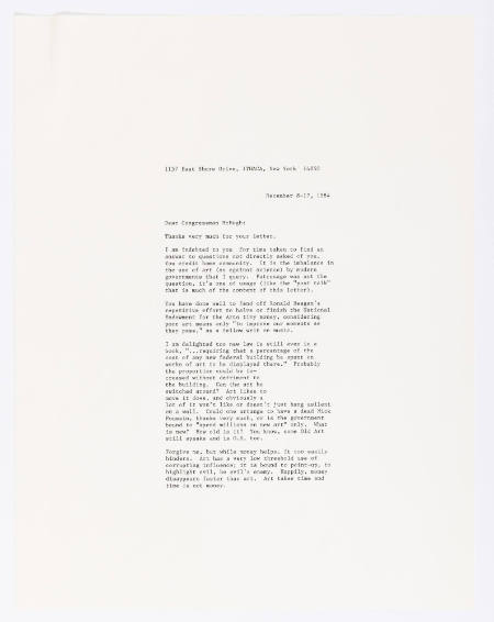 Letter to Congressman McHugh