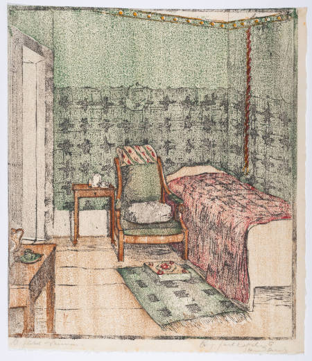 Sterbezimmer I. (Schlafzimmer Goethes) ((Death room I. (Goethe's bedroom)), plate 5 from the Goethe House Series