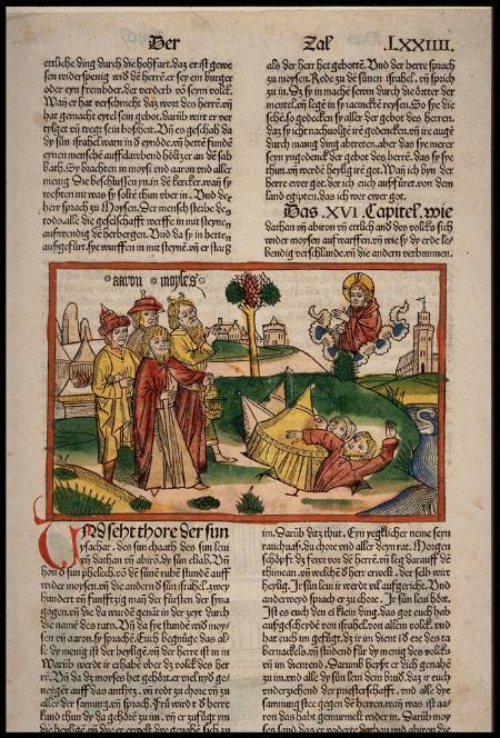 Korah's Rebellion (recto) and The Flowering of Aaron's Rod (verso)