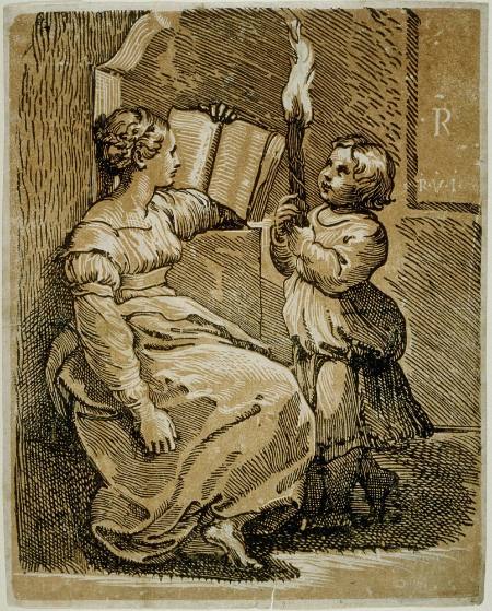 A Sibyl Reading with a Child Holding a Torch