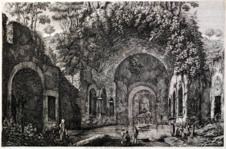 Veduta della Fonte, e delle Spelonche d'Egeria-fuori di Porta Capena (View of the Fountain and the Grotto of Egeria, outside the Porta Capena)