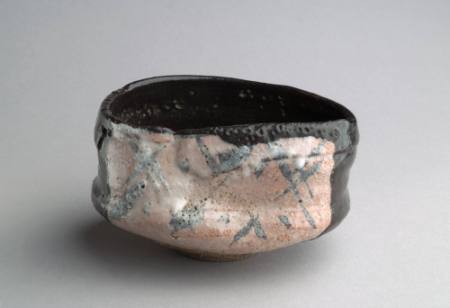 Tea bowl, Mino ware, Black Oribe type