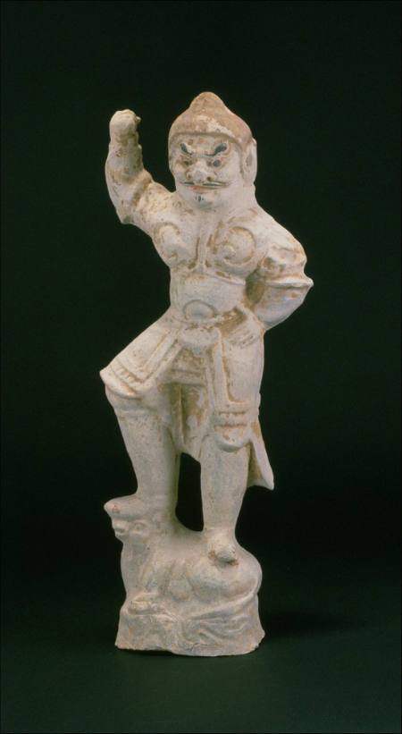 Tomb Figurine; Guardian Standing on a Bull