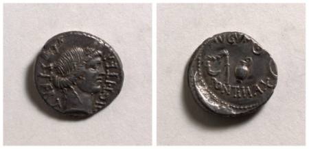 Julius Caesar, denarius (coin)