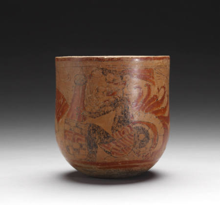 Polychrome vessel with three seated human figures