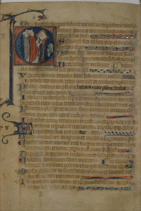 Bound manuscript section: gathering of eight leaves (four bifolios) from a Psalter