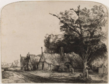 Landscape with Three Gabled Cottages Beside a Road