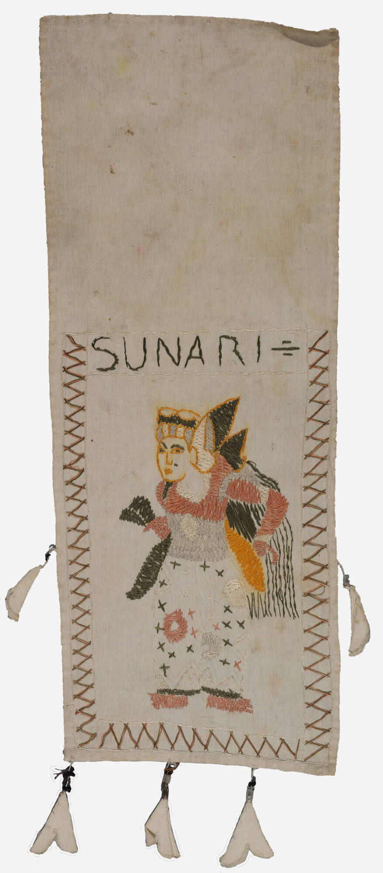 Offering cloth (lamak) depicting Sunari, wife of Abimany and daughter of Keresna