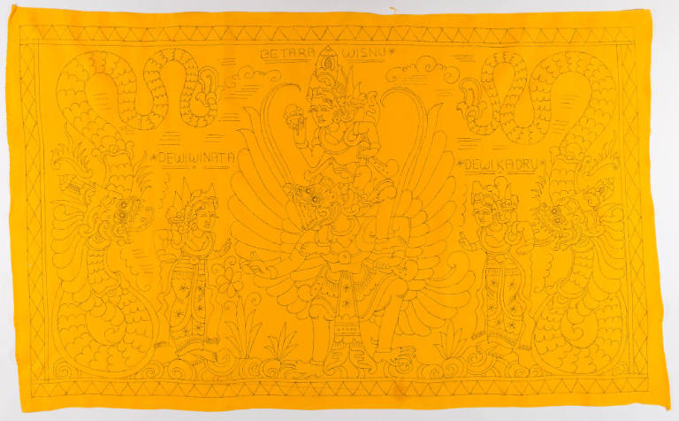 Rectangular hanging (tabing) depicting Wisnu Riding Garuda