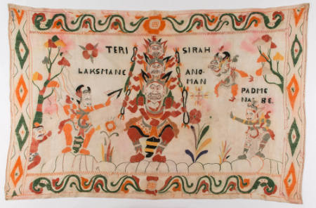 Rectangular hanging (tabing) depicting Rawana, Laksmane, Anoman, Padme Ne Be and Merdah