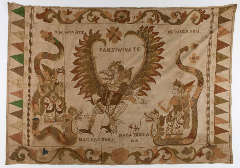 Rectangular hanging (tabing) depicting Paksi Winate and nagas