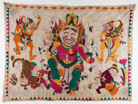 Rectangular hanging (tabing) with a scene from the Ramayana