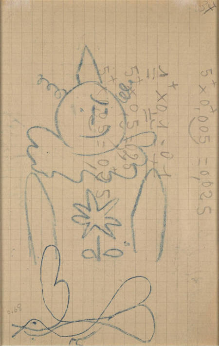 Clown (recto), and clown with bird (verso)