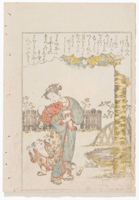 Woman and child, from the series Nishiki hyakunin isshu azuma-ori (Eastern Brocade of One Hundred Poems by One Hundred Poets)