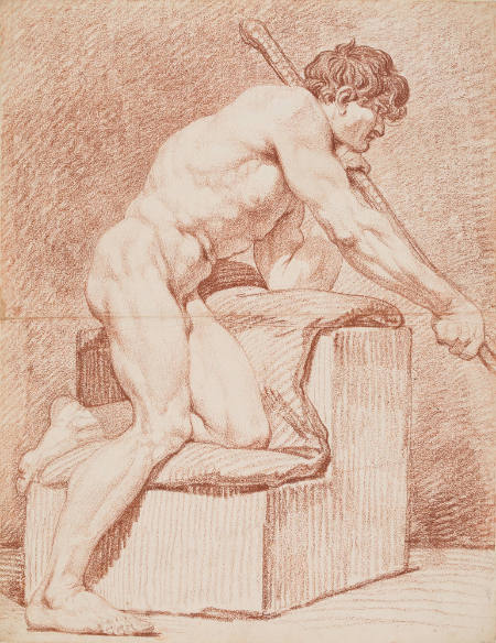 Study of a male model, kneeling