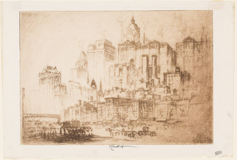 (Untitled); Cityscape/skyline, probably lower East side of New York)