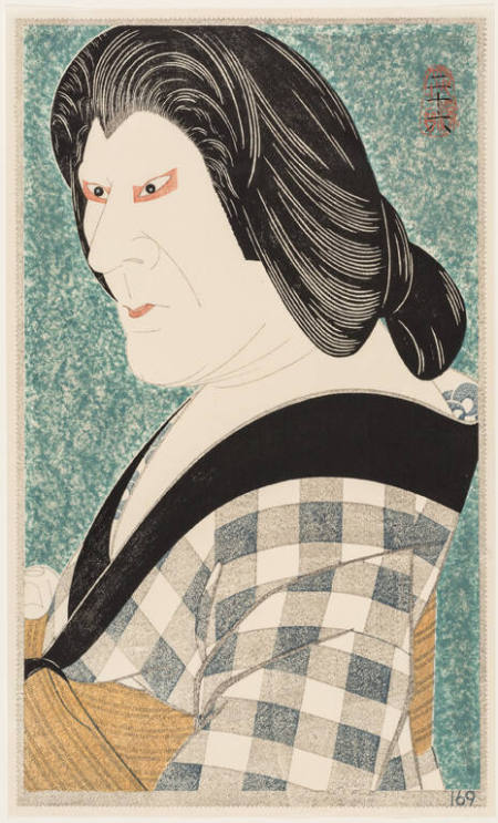 Ichikawa Ennosuke III as the boatwoman Oen in "Kaminari Sendo"