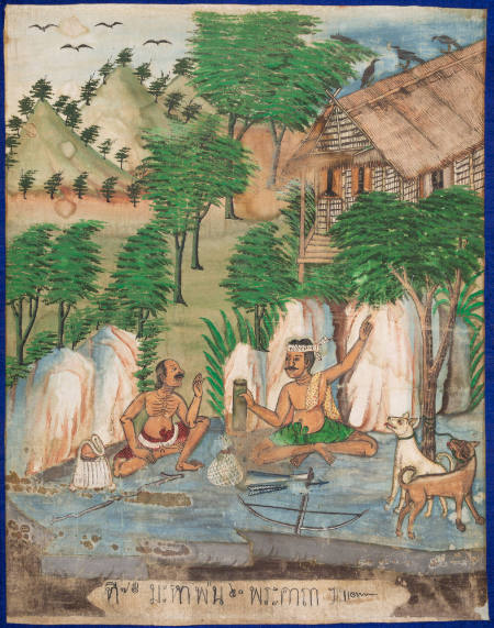 Jujaka at the hermitage of Ajutta, from a Vessantara Jataka series