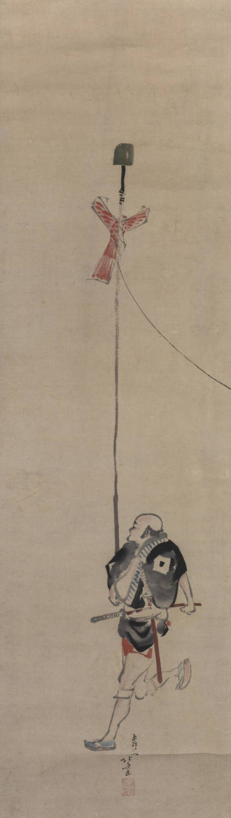 Footman (Yakko) with kite entangled in standard