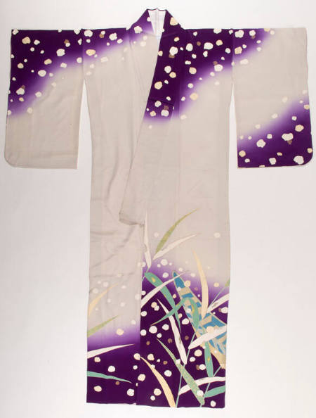 Formal kimono (homongi) with design titled Ashi no Tomaribune (“Boat Moored in Reeds”) for Daihiko Studio, Tokyo