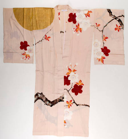 Undergarment (nagajiban), with design of a golden full moon and cherry blossoms for Daihiko Studio, Tokyo