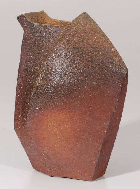 Sculpted Bizen stoneware gourd form