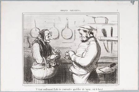 N’étant nullement flatté de s’entendre qualifier—, plate 1 from Croquis Parisiens