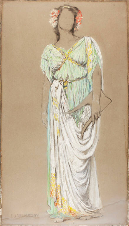 Design sketch for a Classical figure in the Sage Chapel mosaics, Cornell University