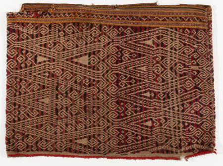 Skirt or sarong (bidang) with woven geometric hook and rhomb pattern