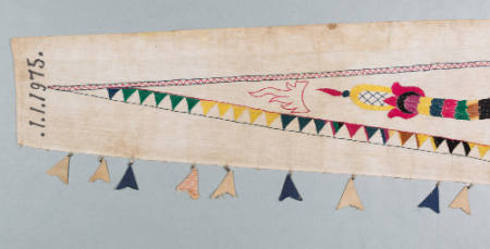 Pennant (umbul-umbul) with design of a naga and flames