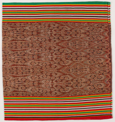 Skirt or sarong (bidang) with woven borders and hook and rhomb ikat pattern