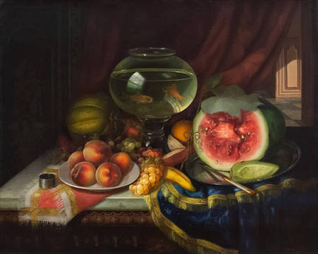 Still life with goldfish bowl