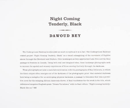 Title page from the portfolio Night Coming Tenderly, Black
