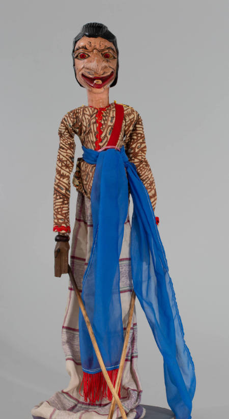 Wayang Golek rod type puppet representing a clown (Petruk)