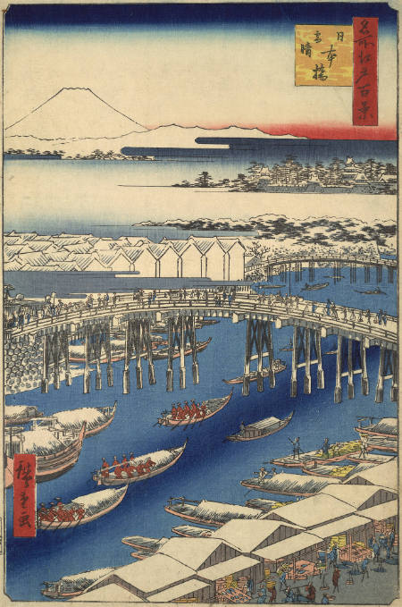 Clearing After Snow, Nihonbashi (Nihonbashi yukibare): #1 from the series One Hundred Famous Views of Edo (Meisho Edo hyakkei)