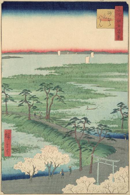 Moto-Hachiman Shrine, Sunamura:  #29 from One Hundred Famous Views of Edo