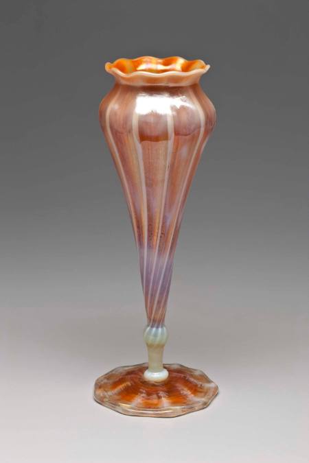 Opalescent vase with gold lustre interior
