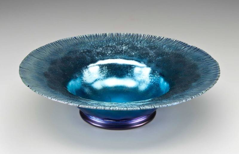 Bowl, Blue Lustre, Fine Crackle