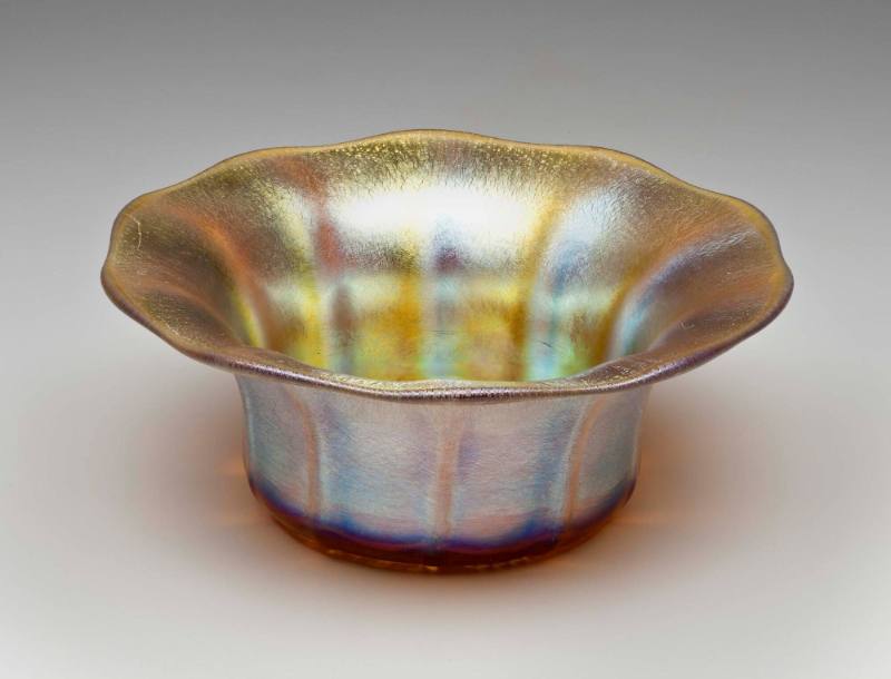 Bowl, Gold Lustre With Fine Crackle
