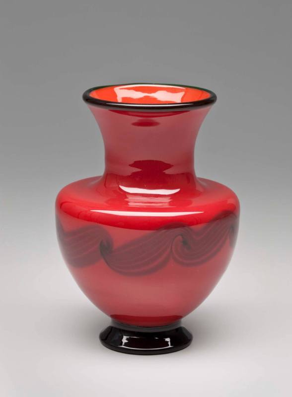 Vase, Red With Black Decoration