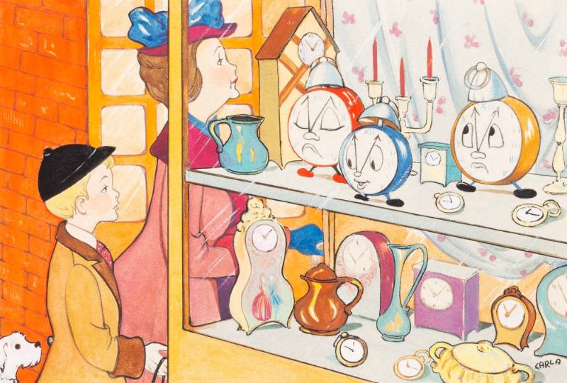 Illustration from the children's book, Little Blue Clock, by Elizabeth Roberts