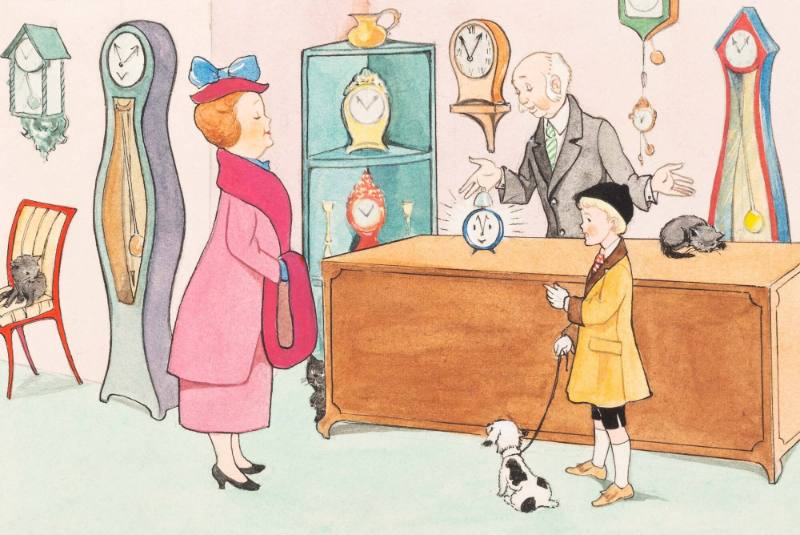 Illustration from the children's book, Little Blue Clock, by Elizabeth Roberts