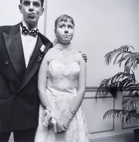 Boy and girl couple making faces, senior prom, Pittsburgh