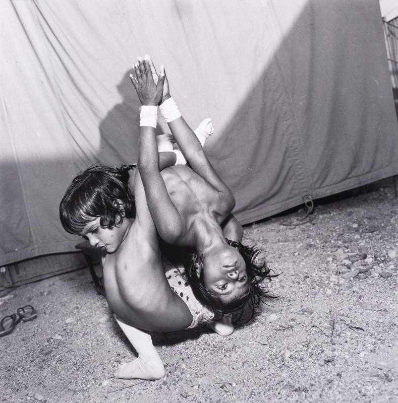 Two child contortionists, Indian circus