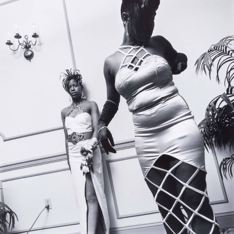 Woman with strap dress, senior prom, Pittsburgh