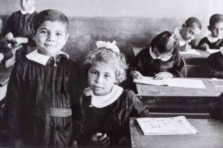 Kids in uniform in classroom, Turkey