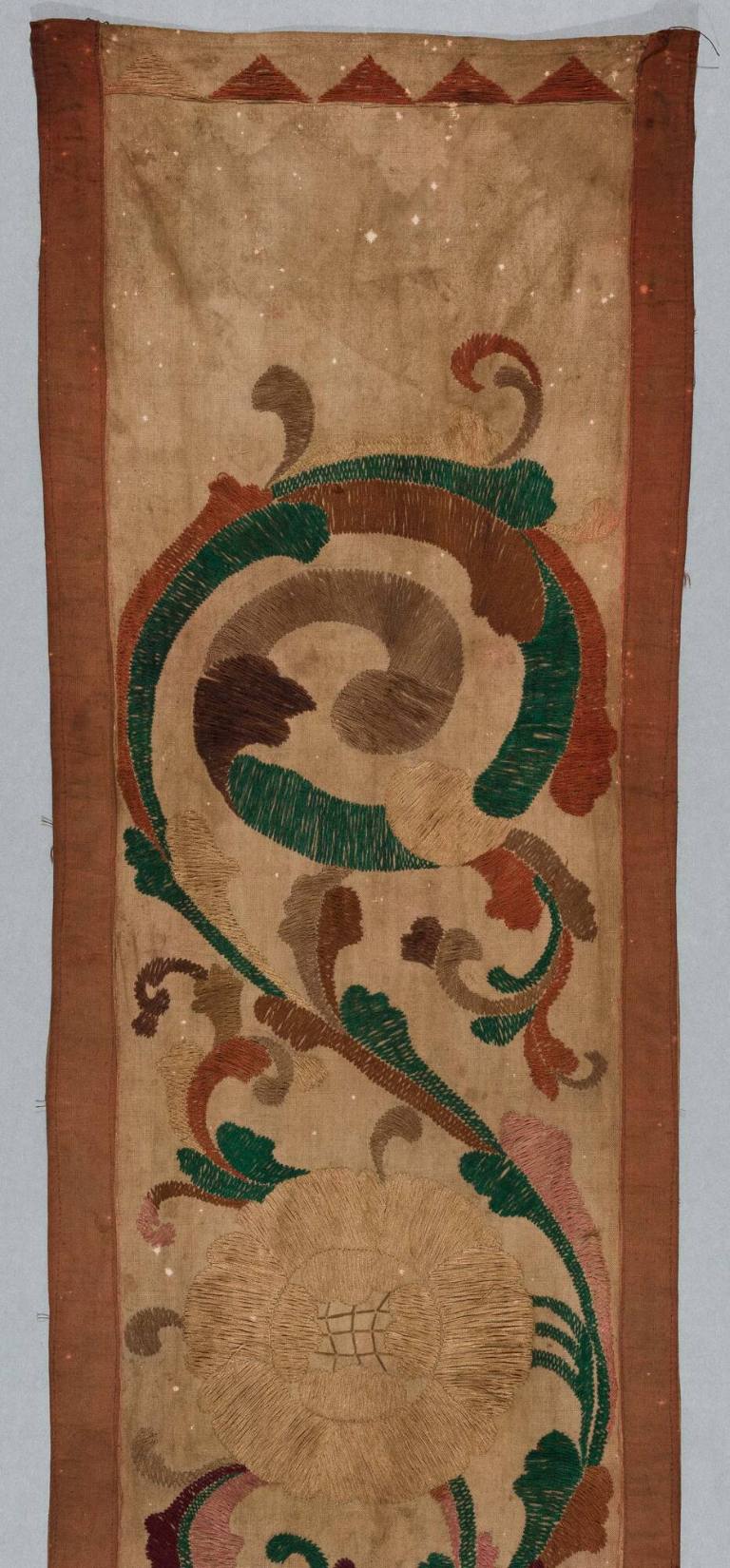 Offering cloth (lamak) depicting Dewi Sri and lotuses