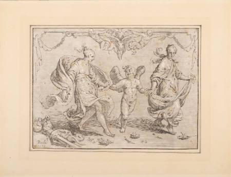 Cupid Dancing with Two Allegorical Women