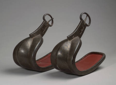 Pair of inlaid iron stirrups