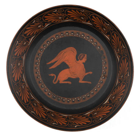 Dish with sphinx design